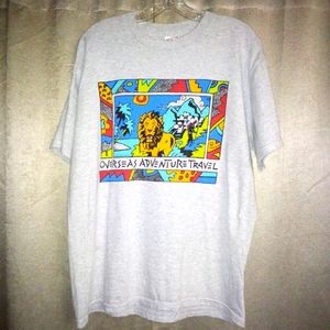 Vintage 90's Graphic Tee Overseas Adventure Travel Size L